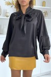 Blouse satinée noir femme - 1