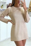 Robe tunique beige à paillette et strass - 2