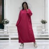 Longue robe fuchsia collection printemps-été en maille côtelé extensible très agréable à porter - 2