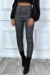 Pantalon anthracite à carreaux boutonné en haut - 2