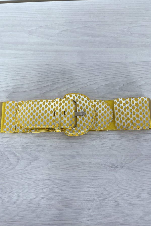 Ceinture jaune élastique à empiècement rectangulaire - 3