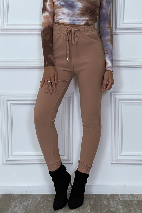 Pantalon rose poudré coupe cigarette à élastique - 2