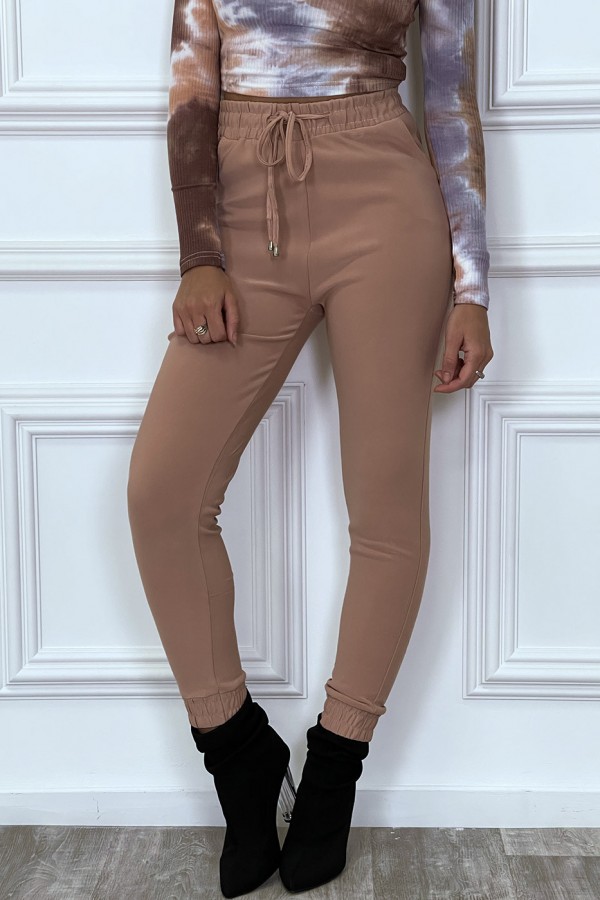 Pantalon rose poudré coupe cigarette à élastique - 3