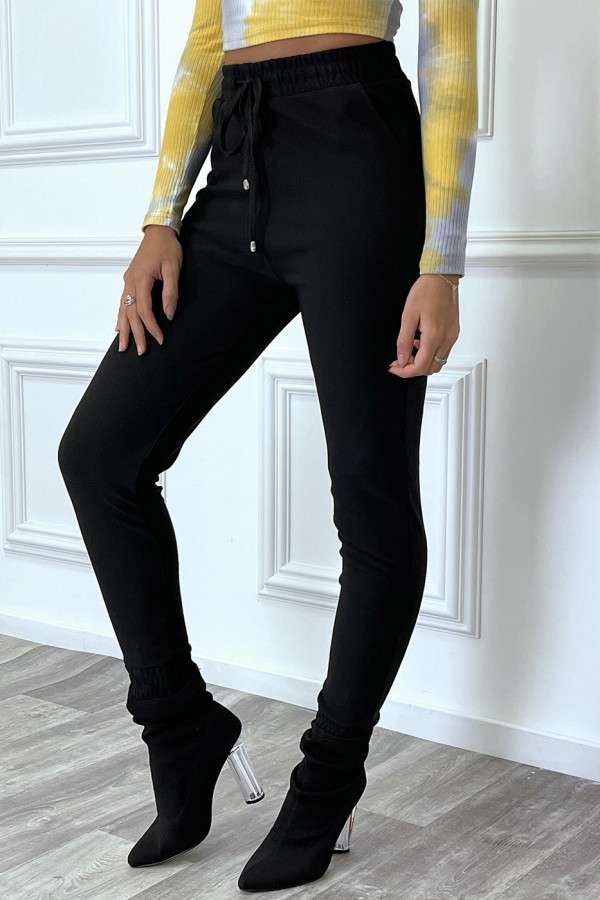 Pantalon noir coupe cigarette à élastique - 2