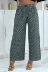 Pantalon palazzo taupe avec motif - 1