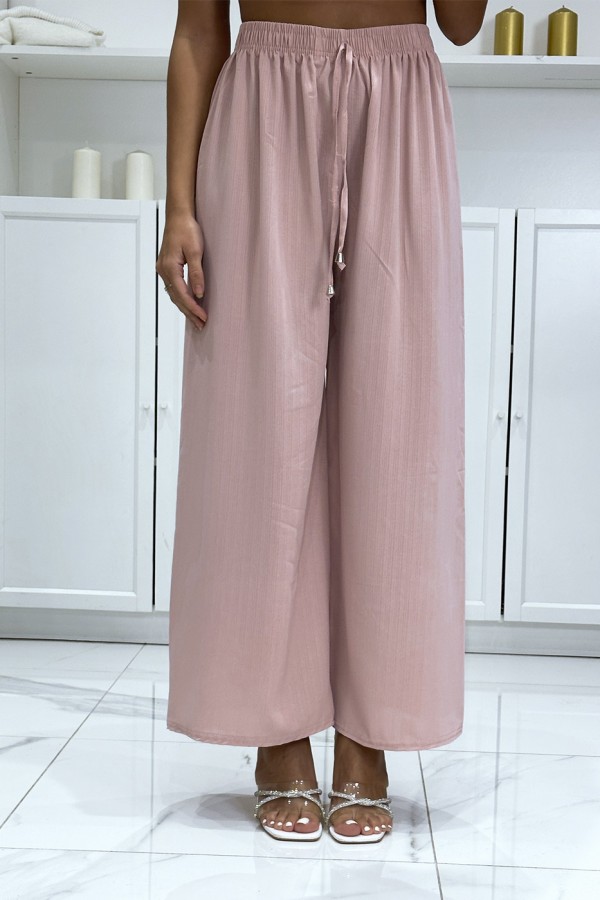 Pantalon palazzo uni rose très tendance - 2