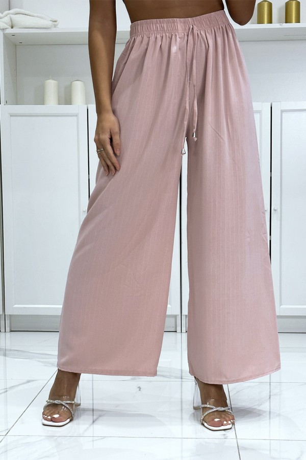 Pantalon palazzo uni rose très tendance - 3