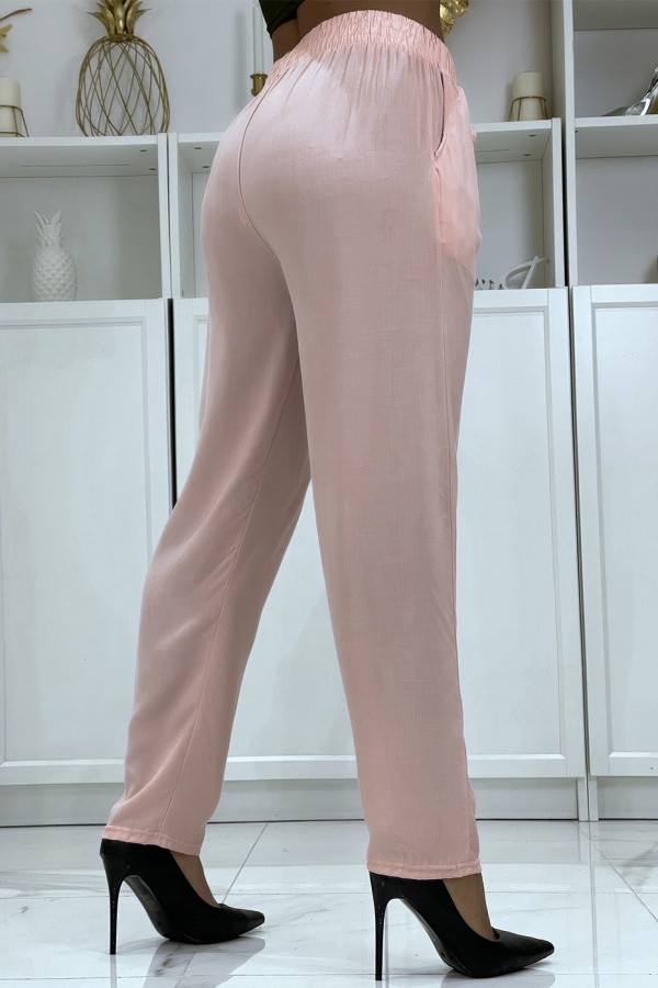 Pantalon fluide rose coupe carotte B-40 - 4