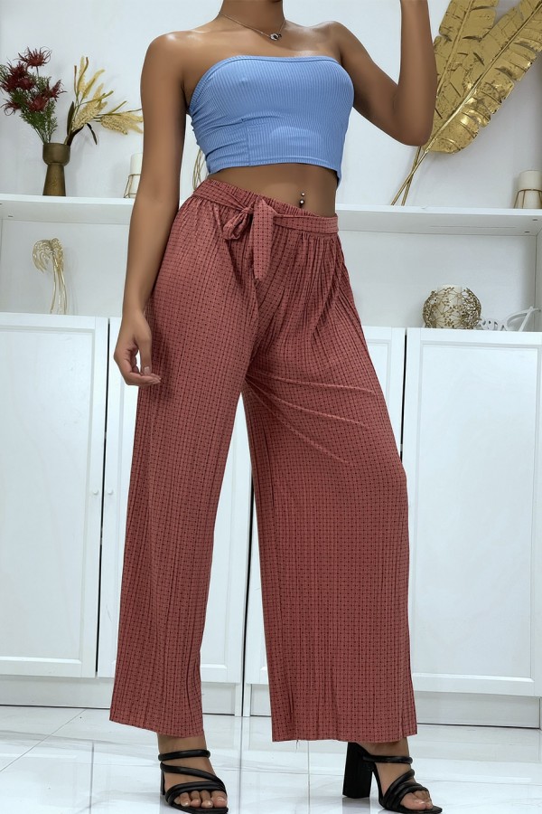 Pantalon imprimé fluide corail - 3