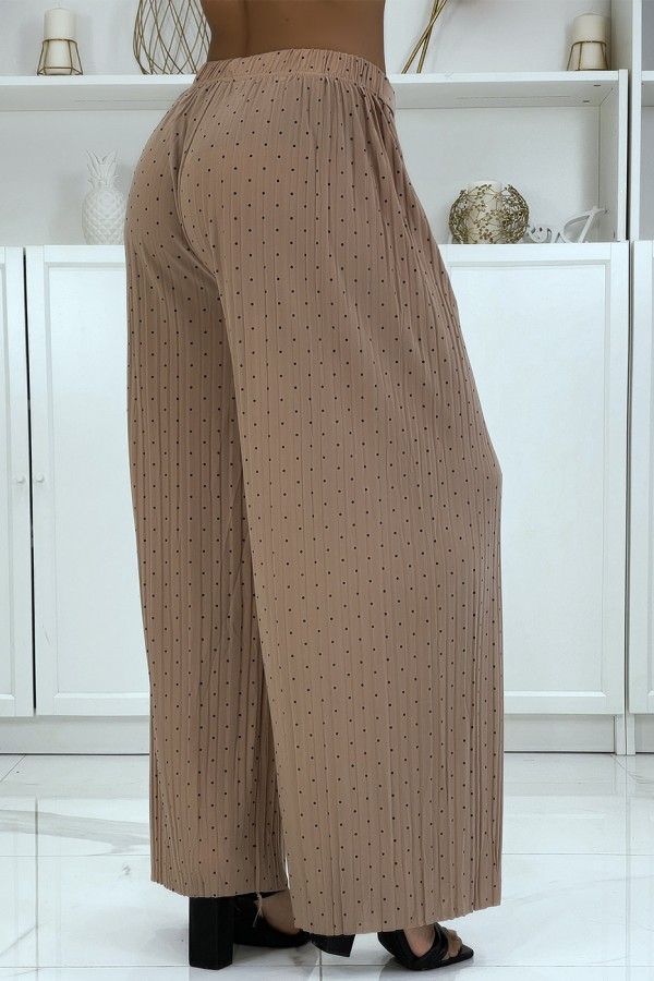 Pantalon plissé fluide taupe à poids - 4