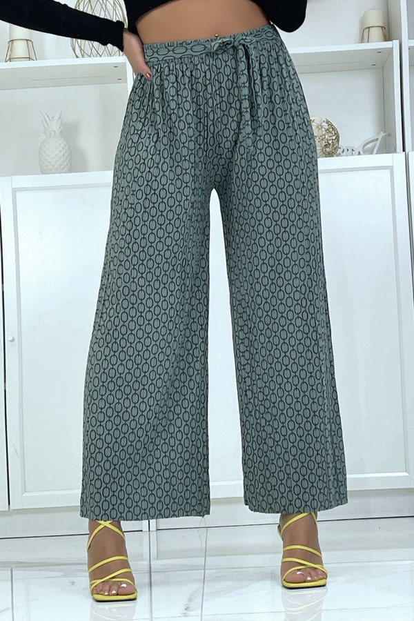 Pantalon palazzo vert avec motif - 6