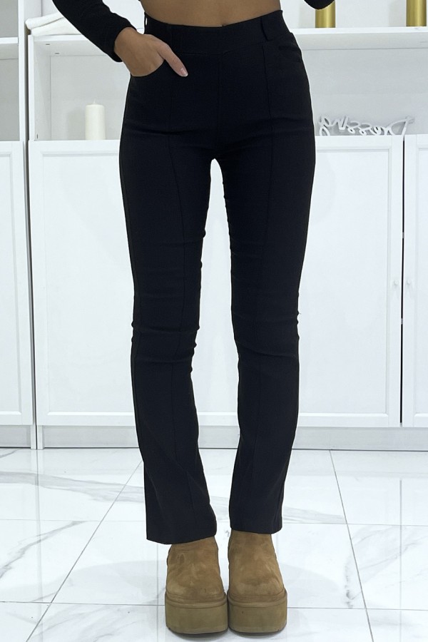 Jean slim noir extensible à taille haute évasé aux pieds - 4