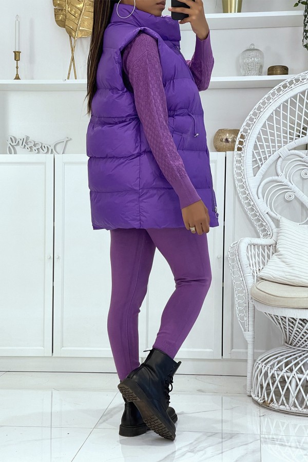 Ensemble d'hiver 3 pièces violet doudoune et jogging côteléStyle casual chic et cocooning - 6