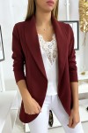 Veste Blazer bordeaux col châle avec poches. Blazer femme 1526 - 2