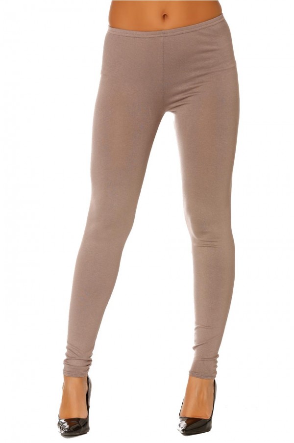 Leggings uni basique couleur Taupe  . - 3