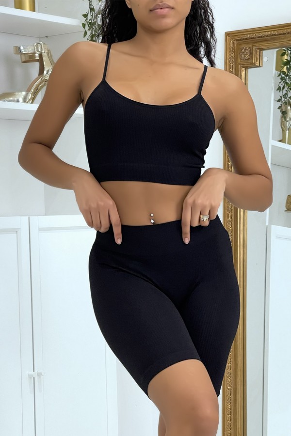 Ensemble moulant noir crop top - 2