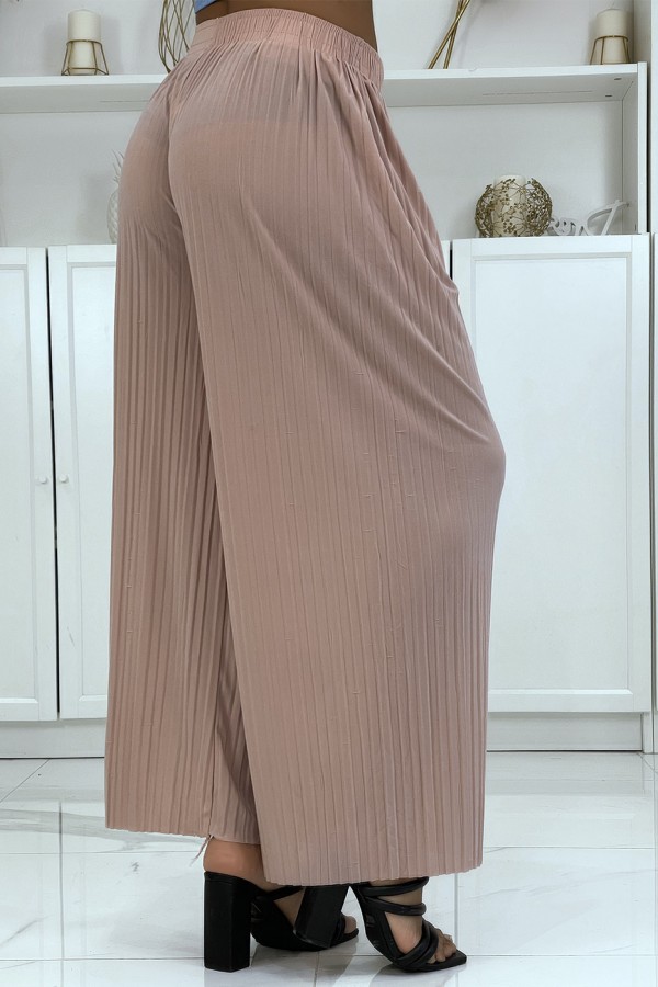 Pantalon palazzo plissé rose très tendance - 4