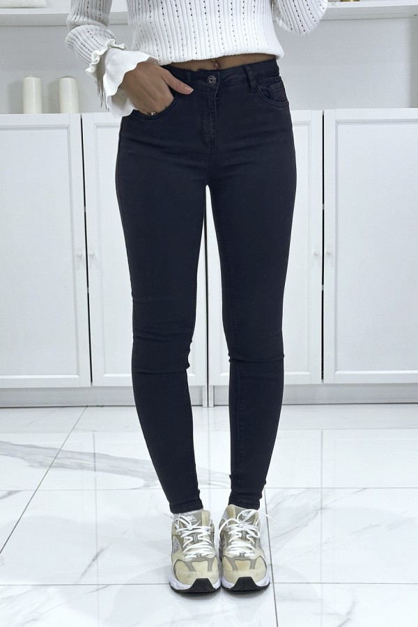 Jeans slim marine en strech avec poches - 4