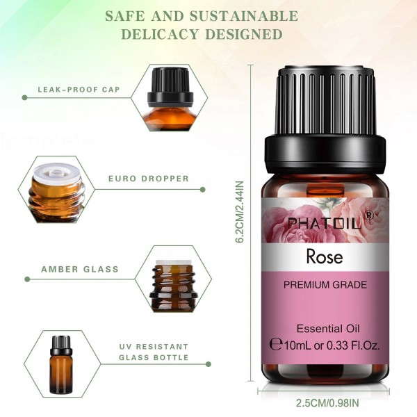 Huile essentielle de rose pur pour diffuseur, aquarelle aromathérapie jasmin vanille|2,00 €|OKKO MODE