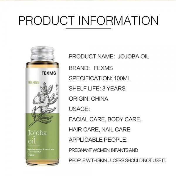 Huile de jojoba naturelle pure à 100, hydratant non raffiné pour réparer peau cheveux corps blessures.|10,79 €|OKKO MODE