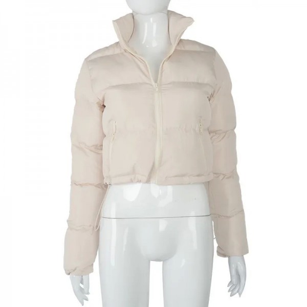 Manteau matelassé en coton à manches longues pour femme, col montant|14,99 €|OKKO MODE