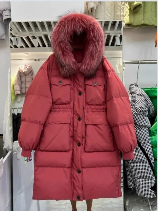 Manteau en Vraie Fourrure de Raton Laveur pour Femme, Parka à Capuche en Duvet de Canard|106,47 €|OKKO MODE