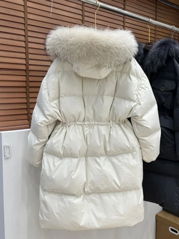 Manteau en Vraie Fourrure de Raton Laveur pour Femme, Parka à Capuche en Duvet de Canard|106,47 €|OKKO MODE