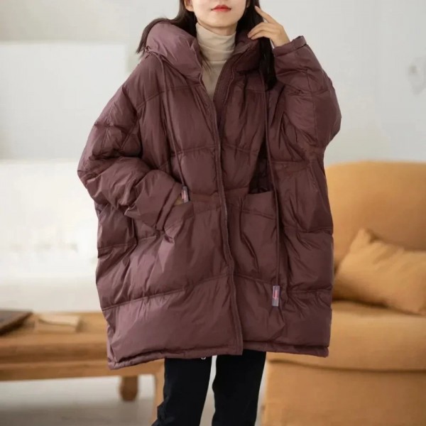 Veste en duvet de canard blanc pour femme, Parka chaude avec capuche, style décontracté oversize|56,79 €|OKKO MODE