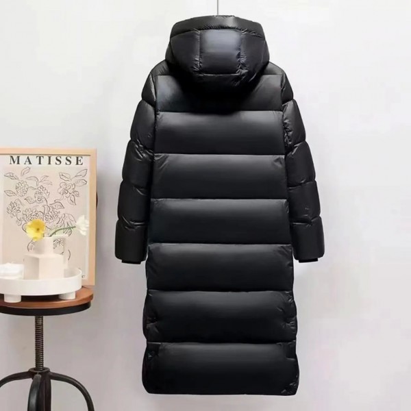 Veste en duvet quadrillé noir et or, veste longue à capuche pour couple|68,39 €|OKKO MODE