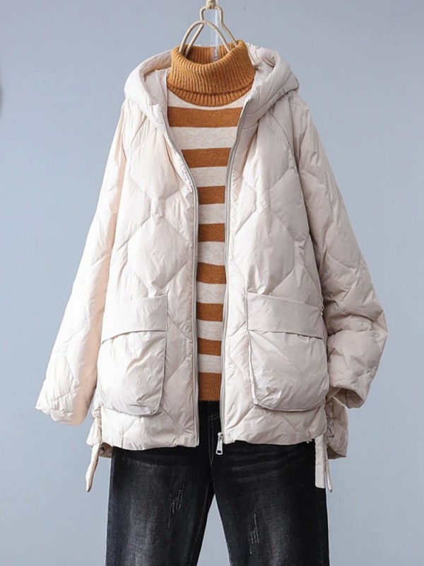 Manteau en Duvet de Canard Blanc pour Femme, Parka Décontractée à Capuche|55,79 €|OKKO MODE