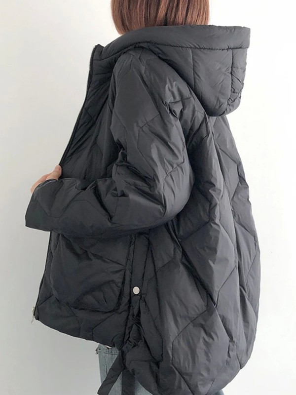 Manteau en Duvet de Canard Blanc pour Femme, Parka Décontractée à Capuche|55,79 €|OKKO MODE