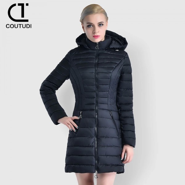 Manteau long en duvet d'hiver pour femmes, veste chaude à capuche mince|32,89 €|OKKO MODE