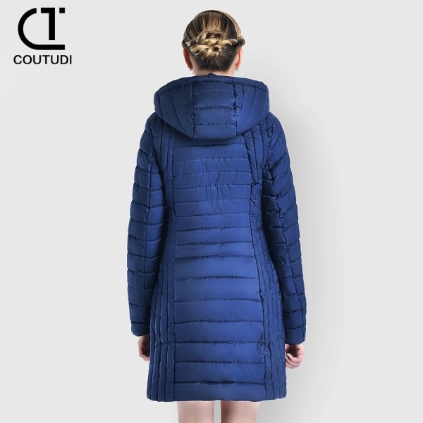 Manteau long en duvet d'hiver pour femmes, veste chaude à capuche mince|32,89 €|OKKO MODE