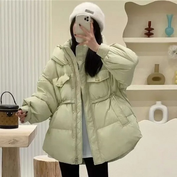 Doudoune mi-longue en duvet de canard blanc pour femme, manteau hivernal à capuche ajusté 2023|75,59 €|OKKO MODE