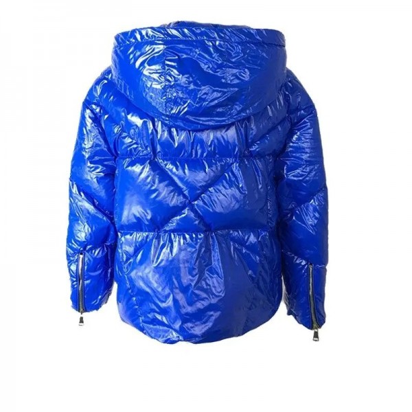 Veste d'hiver courte à capuche pour femmes en duvet bleu lumineux|329,39 €|OKKO MODE