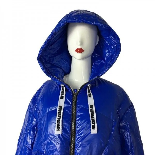 Veste d'hiver courte à capuche pour femmes en duvet bleu lumineux|329,39 €|OKKO MODE