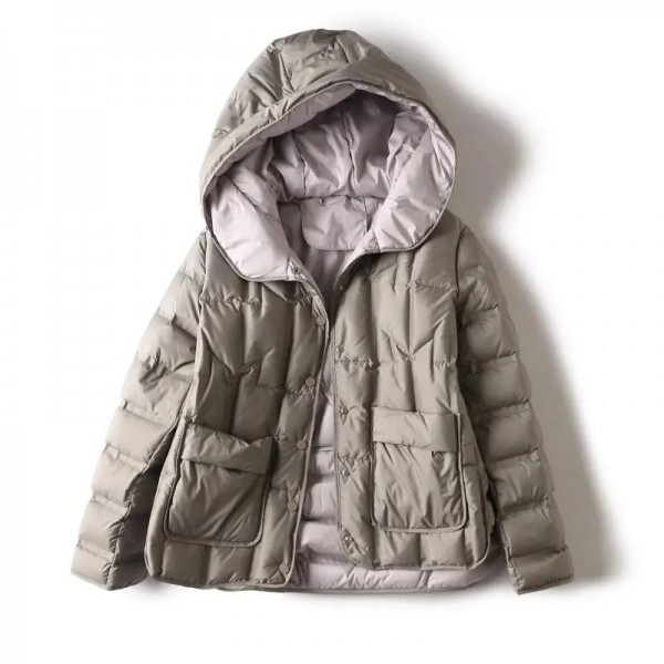 Veste à capuche en duvet de canard blanc pour femme, style coréen 2024|45,89 €|OKKO MODE