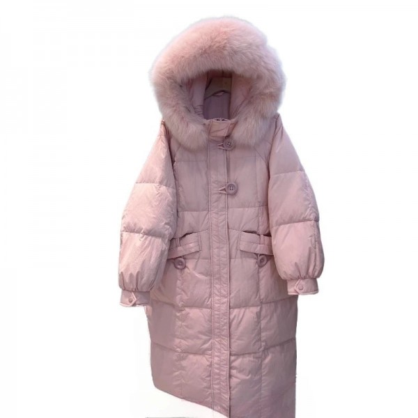 Doudoune d'hiver à capuche pour femme, col en fourrure de renard moyen à long|98,09 €|OKKO MODE