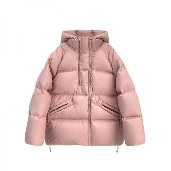 Manteau à capuche en duvet de canard blanc double fermeture éclair femme, veste chaude épaisse 90 % duvet , cou|70,19 €|OKKO MODE