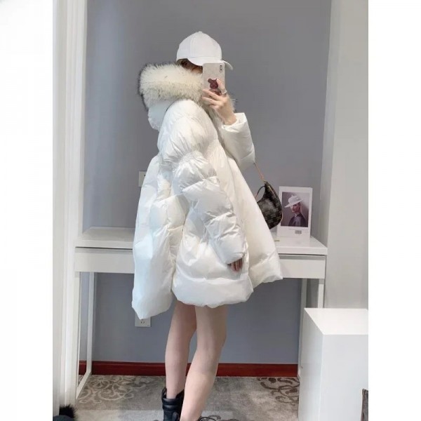 Doudoune à capuche mi-longue pour femme, manteau hiver style dongdaemun|90,71 €|OKKO MODE