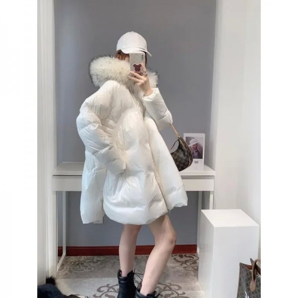 Doudoune à capuche mi-longue pour femme, manteau hiver style dongdaemun|90,71 €|OKKO MODE