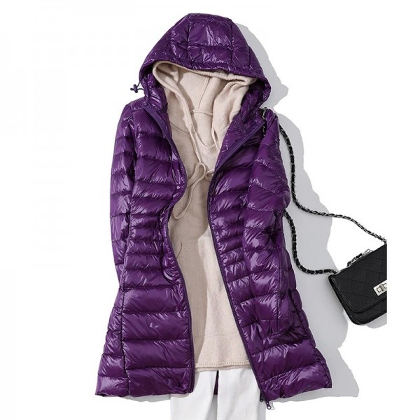 Doudoune Ultralégère en Duvet de Canard pour Femme, Manteau Parka à Capuche Coupe-Vent|34,19 €|OKKO MODE