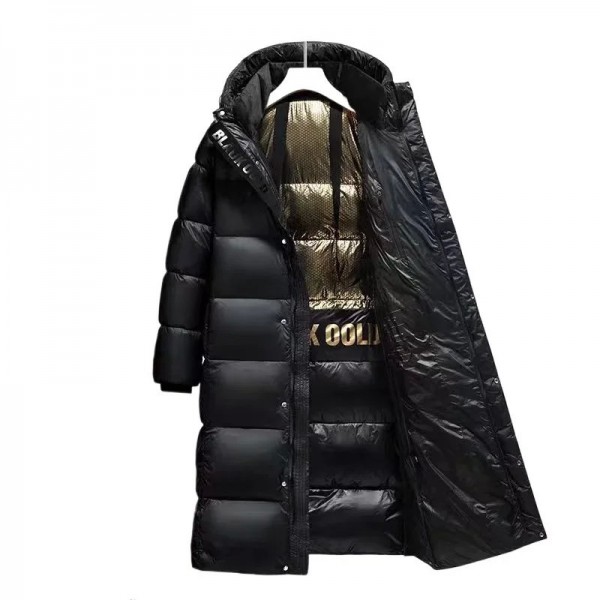 Doudoune noire longue à capuche pour femmes, vêtements d'extérieur chauds, manteau rembourré de canard, parka d'extérieur