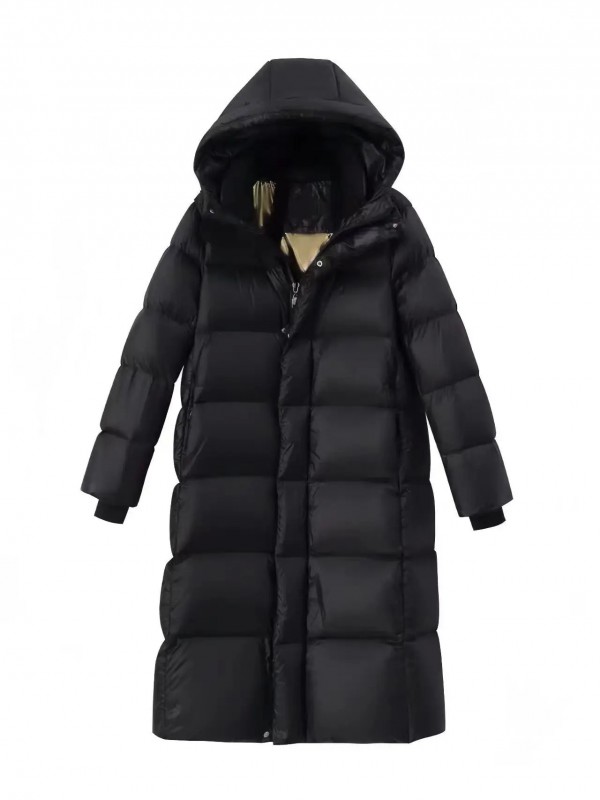 Doudoune d'hiver longue à capuche pour femme, veste de couple haut de gamme, isolation optique, noir et or, nouvel article 2024|62,89 €|OKKO MODE