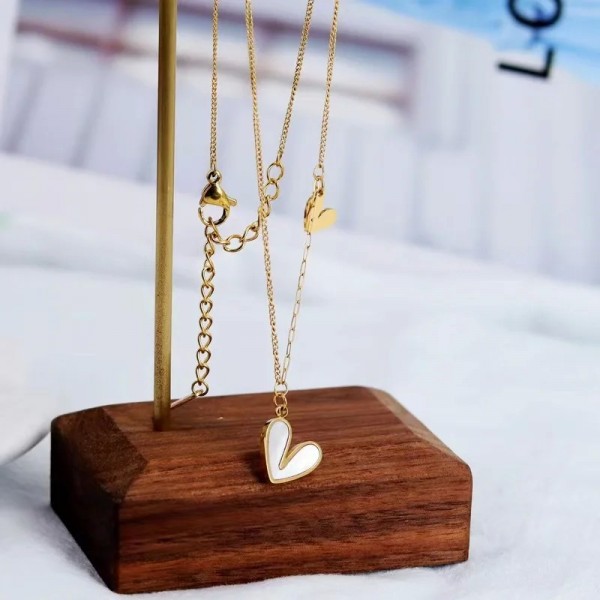 Pendentif cœur coquillage blanc acier inoxydable délicat tendre clavicule bijou cadeau|2,00 €|OKKO MODE