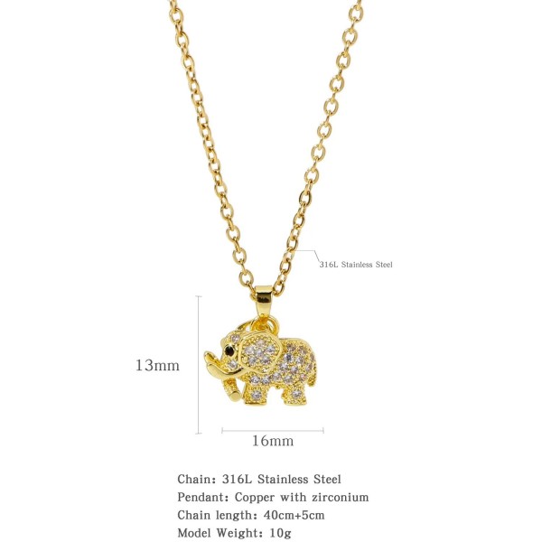 Colliers pendentif éléphant mignon pour femmes et hommes, zircone cubique or cuivre métal polyvalent boucles d'oreilles|2,00 €|OKKO MODE