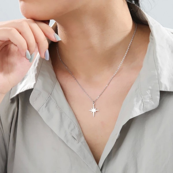 Collier en acier inoxydable pour femmes, pendentif étoile du nord|2,00 €|OKKO MODE