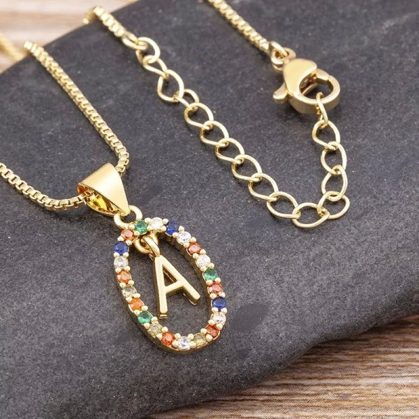 Collier pendentif lettre A-Z créatif pour femme, bijoux doux et polyvalent à fermoir ajustable|2,00 €|OKKO MODE