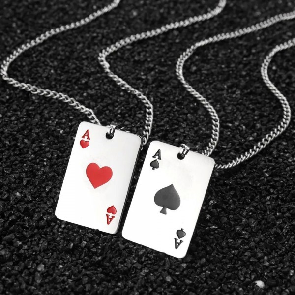 Pendentif de Poker en Acier Inoxydable, A de Coeurs et Pique|1,79 €|OKKO MODE