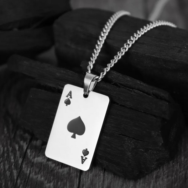 Pendentif de Poker en Acier Inoxydable, A de Coeurs et Pique|1,79 €|OKKO MODE